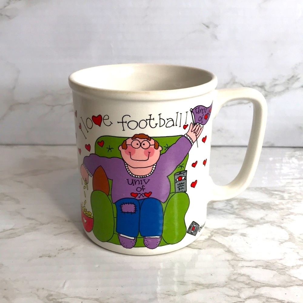 Vintage Kruger 1970s I love football mug with granny